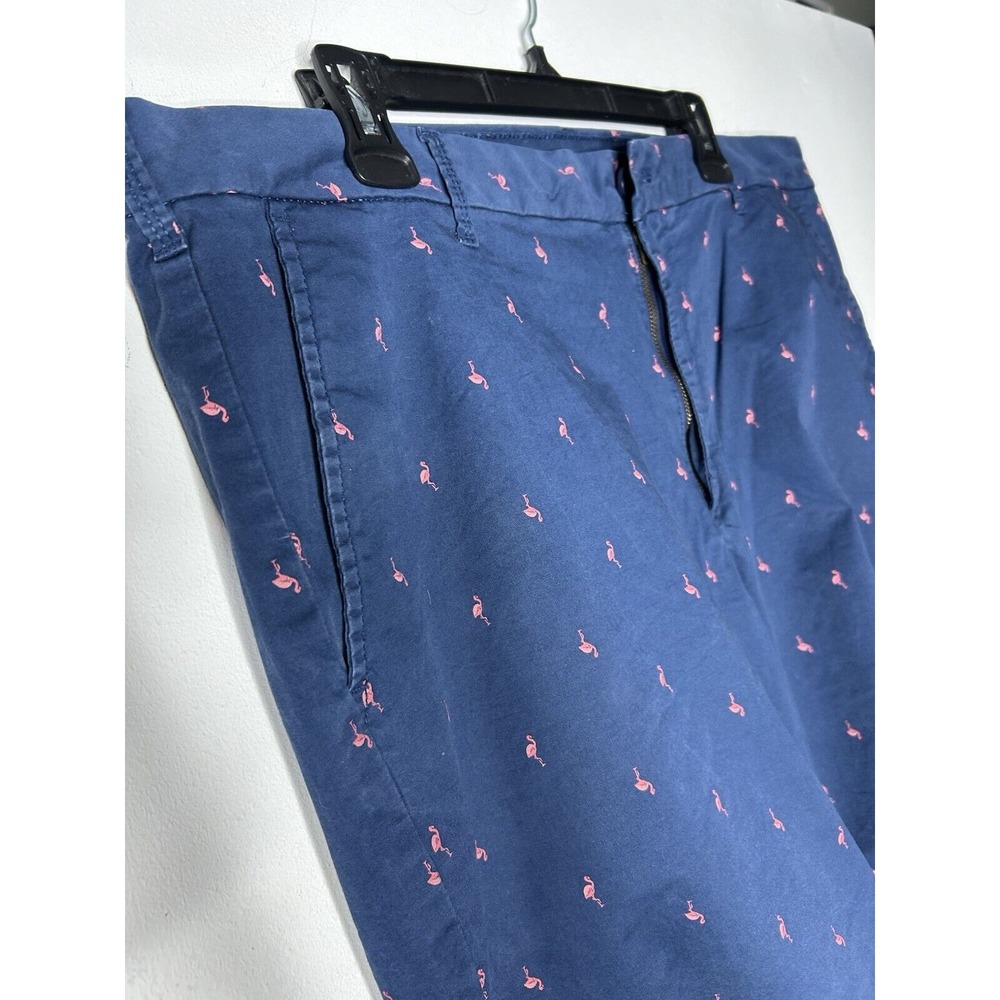IZOD Chino Shorts Mens 38 Blue Pink Flamingo Print Advantage Performance 9.5in